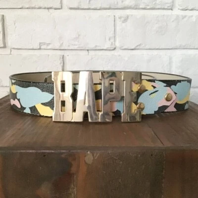 Cinto de couro camuflado algodão doce BAPE multi camuflagem NIGO A Bathing Ape tamanho G - Imagem 1 de 4