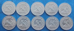 Lot 10 x 50 Pfennig 1922 J Weimarer Republik, Deutschland - Bild 1 von 3