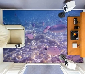 3D Purple Fish 57RAI50 Floor WallPaper Murals Wall Print Decal AJ WALL Fay - Picture 1 of 6