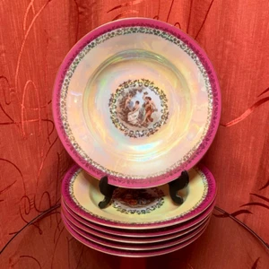 Vintage Porzellan Set Neu 6 Suppenteller. FORTUNA,EISENBERG, DDR. 9,25 Zoll - Bild 1 von 10