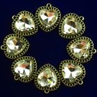 8Pcs 20x22x7mm Bronze Wrapped Faceted White Crystal Heart Pendant Bead Q12551
