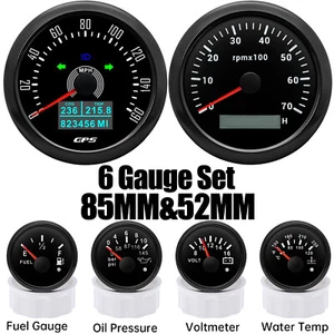 6 Gauge Set 85mm GPS Speedometer 160MPH&Tachometer 80000RPM Gauge Universal  - Picture 1 of 19