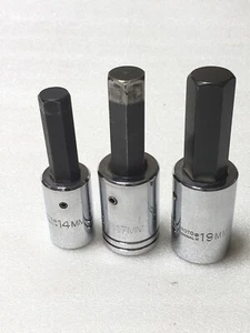 Proto 5441-14M, 5441-17M,5441-19M Hex Bit Sockets, 1/2" Drive, 15mm,17mm,19mm - Picture 1 of 6