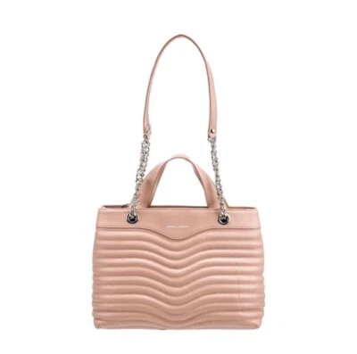 REBECCA MINKOFF MAB Quilted Blush Pink Satchel Shoulder Bag Purse Silver Chain - Image 1 of 4