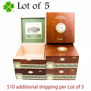 Lot of 5 Perla Del Mar Toro Shade Empty Wood Cigar Box 7.5" x 7" x 3" - Picture 1 of 12