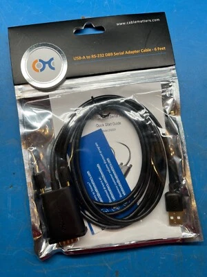Cablematters USB-A to RS-232 DB9 Serial A Cable 6 ft (1.8m)  BLACK   202031-6 - Image 1 of 4