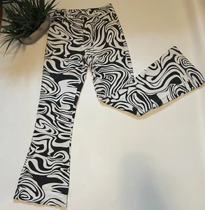 $248 Nasty Gal Jeans Womens Flare Bell Bottoms Size M RETRO SWIRL 70'S FESTIVAL - Picture 1 of 23