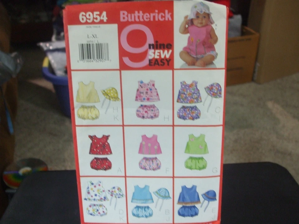Butterick 6954 Infant's Top, Panties & Hat Pattern - Size L-XL (22 to 29 lbs) - Image 1 of 1