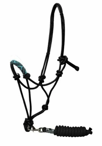 Caballo Occidental Elegante Vaquero Nudo Cuentas Nariz Caballo Halter con Cuerda de Plomo a Juego Foto 1 de 1
