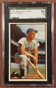 1953 Bowman Color #8 Al Rosen Cleveland Indians Original Baseball Card SGC 7 NM - Picture 1 of 2