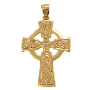 Solid 9ct Gold Celtic Cross pendant charm with jewellery gift box - Picture 1 of 5