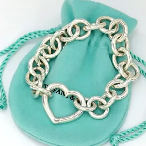 Tiffany & Co. Open Heart Bracelet 6.7" Silver 925 Auth w/Bag #24610 - Picture 1 of 5