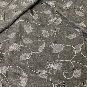 Fabric Lot 2 Yds 10 Ins 57 W Fall Suitings Gray Embroid Sequins Wool Blend - Picture 1 of 10