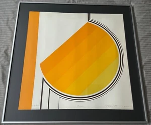 Serigrafía MCM Formas Redondas Vintage Mediados de Siglo Firmado Rowland Op Art Años 70 - Imagen 1 de 9
