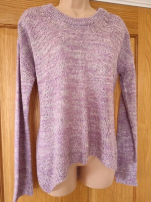 SUPERDRY Icarus Knit JUMPER wool blend relaxed size S fit 10 12 14 purple pink - Image 1 of 4