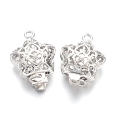 50 Sets Platinum Nickel Free Filigree Star Brass Box Clasps Findings 18x12x6mm - Image 1 of 3