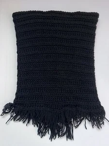 Crochet Black Neck Warmer Scarf Stretchy Unisex One Size - Picture 1 of 17