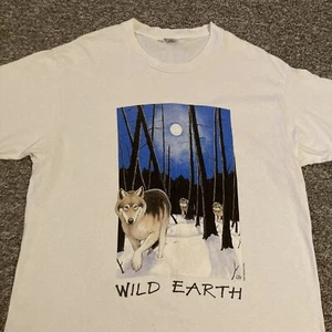 1995 Wild Earth Wolves Vintage Animal Graphic T-Shirt XL - Picture 1 of 8