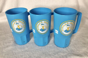 Vintage Blue Disney Donald's Dairy Dip Plastic Cups Lot of 3  Coca Cola Classic