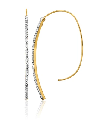 14K Solid Yellow Gold Crystals Threader Dangle Earrings - Image 1 of 4