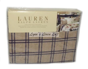 Ralph Lauren SURREY GARDEN TATTERSAL PURPLE Twin FITTED Sheet New Cotton - Picture 1 of 6