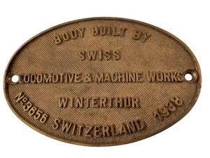 Lokschild Original Swiss Locomotive Südafrika Messing massiv Elektrolokomotive - Bild 1 von 7