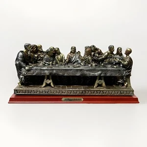 Large The Last Supper Statue Silver Over Bronze? Jesus Disciples Christian 14”L - Picture 1 of 23