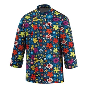 Fantasy Daisy Unisex Kochjacke Blau Langarm - EGOCHEF - Atmungsaktiv - Bild 1 von 2