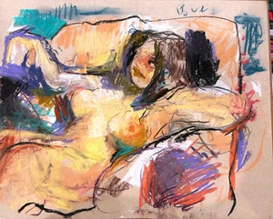 Figura Disney Boudoir Francés Pastel Pintura Papel Original 11x14 Cubista - Imagen 1 de 2