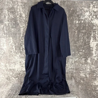 Gabardina Hilary Radley Talla S Exterior Azul Marino Con Capucha Botón Manga Larga Foto 1 de 4