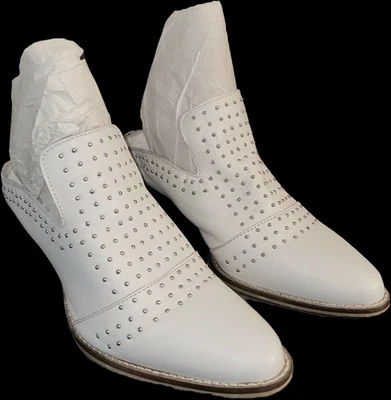 Very Volatile White Russo Studded Mule Size 8 Slides Leather Upper 2 Inch Heel  - Image 1 of 4