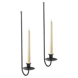 Wandkerzenhalter 2er Set, stilvolle schwarze Metall Wandhalterung Kerzenleuchter, m... - Bild 1 von 8