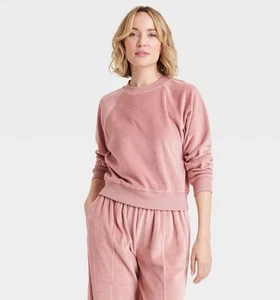 Universal Thread Women’s Leisure Studio Velour Pullover Sweatshirt Mauve L - Picture 1 of 3
