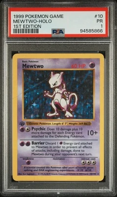 PSA 1 Mewtwo Base Set 1st EDITION SHADOWLESS 10/102 Holo Pokemon Card - Image 1 of 3