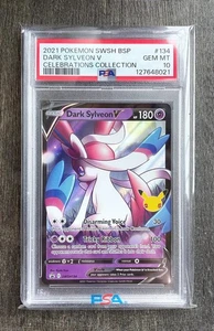 Pokemon PSA 10 GEM MT - DARK SYLVEON V - SWSH134 - 2021 CELEBRATIONS - Picture 1 of 2