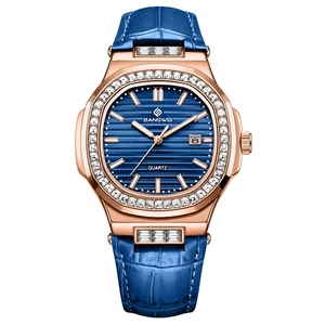 Original Diamant Zifferblatt Quarzuhr für Frauen Mode Elegante Damenuhren Leder - Bild 1 von 16