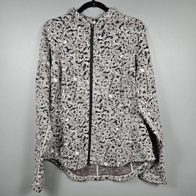Athleta Salutation Textured Jacket 2X Full Zip High Low Hem Abstract Print - Image 1 of 4