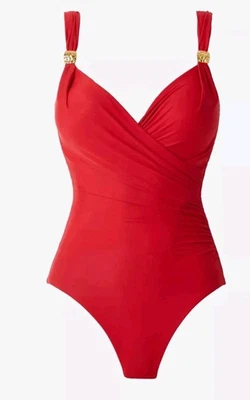 Nuevo Traje de Baño Miraclesuit Chicos Sirena Una Pieza Acanalado Rojo TALLA 12 Foto 1 de 4
