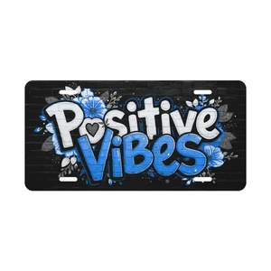 Cute Positive Vibes - Blue Decorative Front Vanity  License Plate Car Accessory - Picture 1 of 3
