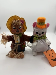 Menge 2 Annalee Trick or Treat Geist & Vogelscheuche Mäuse 6" 2017 Herbst & Halloween - Bild 1 von 16