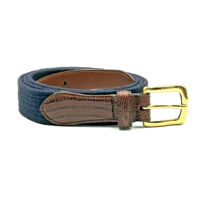 Cinturón de cuero genuino y tela azul Arden Leather Co. para hombre talla 44 serpiente en relieve Foto 1 de 4