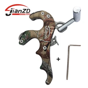 Compound Bow Hunt 4 Finger Archery Release Aids Thumb Trigger & D-Loop Ring - Picture 1 of 5