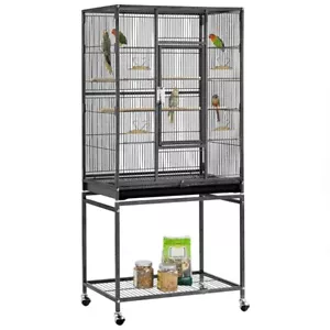 Vogelvoliere Vogelkäfig Vogelhaus mit Rollen Vogelbauer käfige mit ständer - Bild 1 von 12