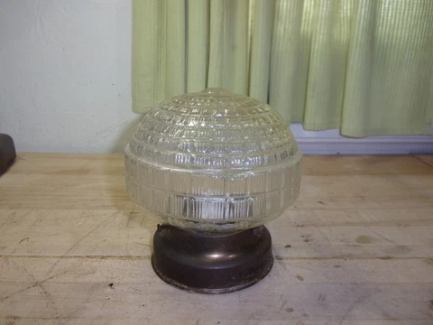 antique celing light clear textured glass 6" globe with base porcelain socket Cover