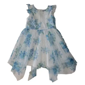 Rare Editions Dress Baby/Toddler Blue Floral Navy Occasion Lined Lightweight - Picture 1 of 8