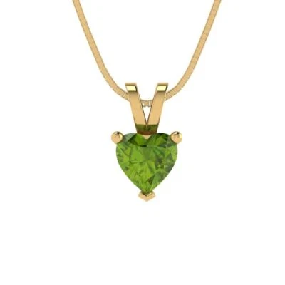 0.5 cttw Silver Pendant and 18" Necklace - Yellow Gold Plated - 5mm Peridot - Image 1 of 4