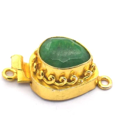 5 Pc Emerald Box Clasp 1 Strand 18k Gold Plated Jewelry Making - Image 1 of 2