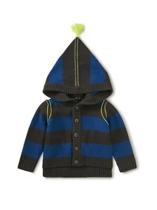 NWT Tea Collection Hooded Tassel Sweater Striped Blue Size 3T - Picture 1 of 1