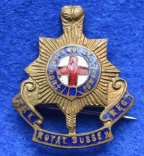 The Royal Sussex Regiment ~ Sweetheart Brooch / Lapel Badge