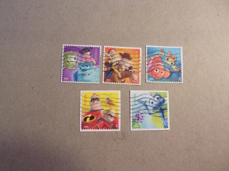 USA Used, 2012, Forever, Disney Pixar Film Characters, (Set of 5) Scot $4677-81 - Image 1 of 1